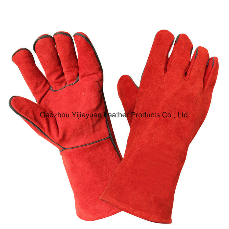 Red Heat Resistant Safety Leather Work Welding Hand Protective Gloves