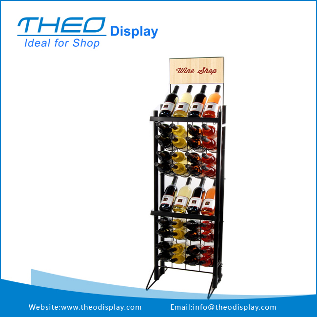 40 Bottles Freestanding Wire Display Rack for Supermarket