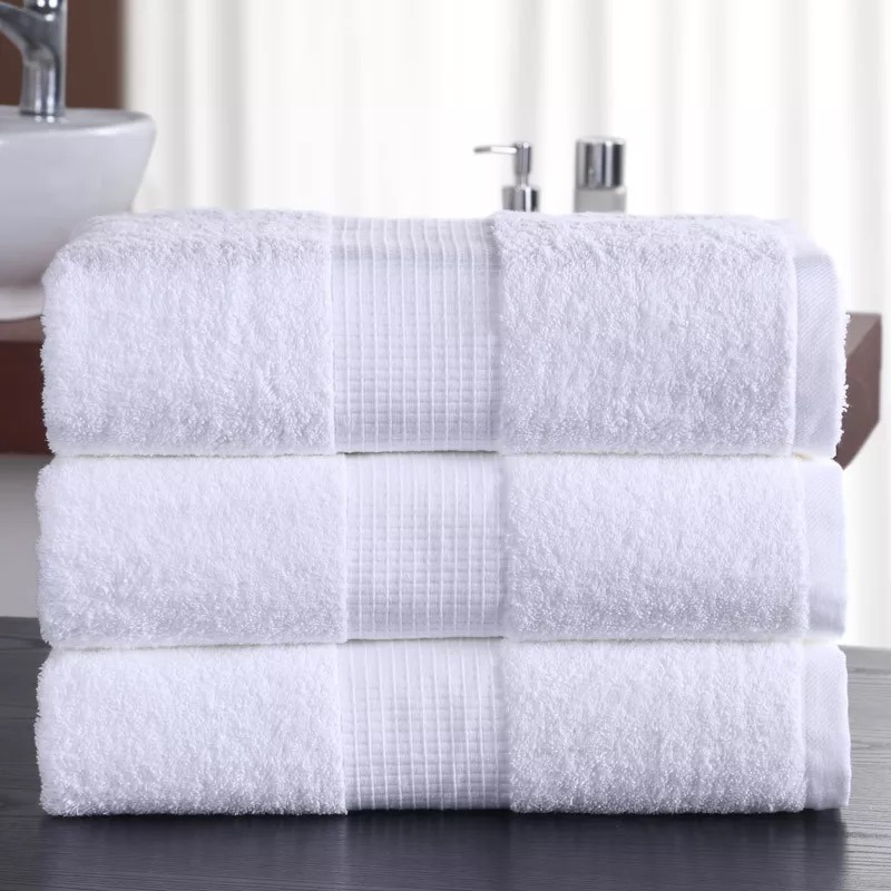 Good Quality Cotton Terry White Hotel Embroidery Towels