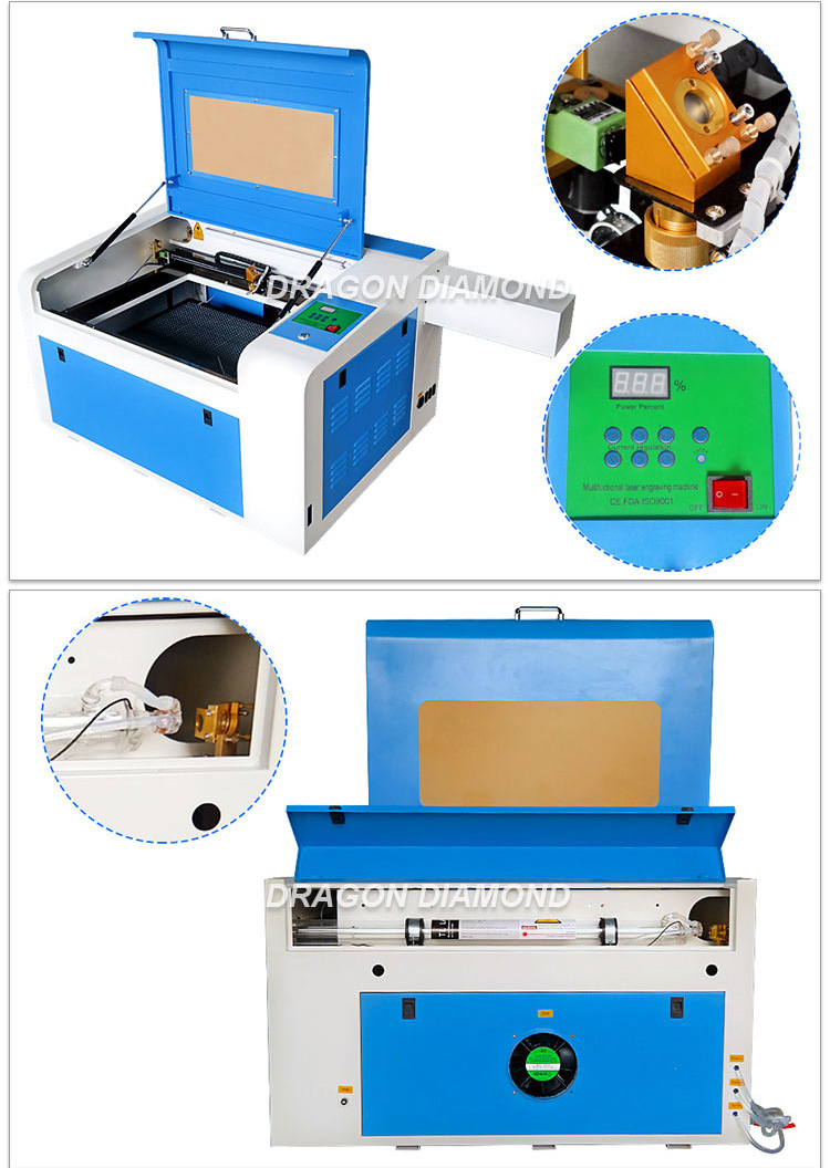 Non Metal 600*400mm Wood Acrylic Fabric Small Laser Cutting Machines with Rotary Device
