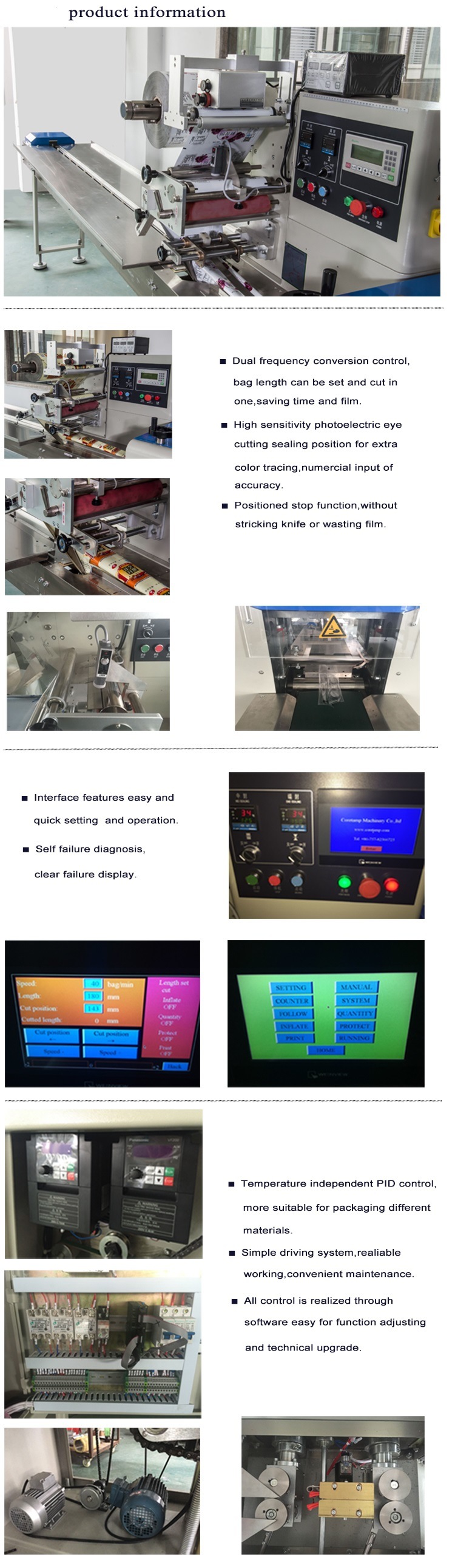 Coil up Flow Wrapper Packing Machine for Cake Bread Meat Muffin