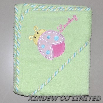 100% Cotton Baby Hooded Towel with Embroidery.