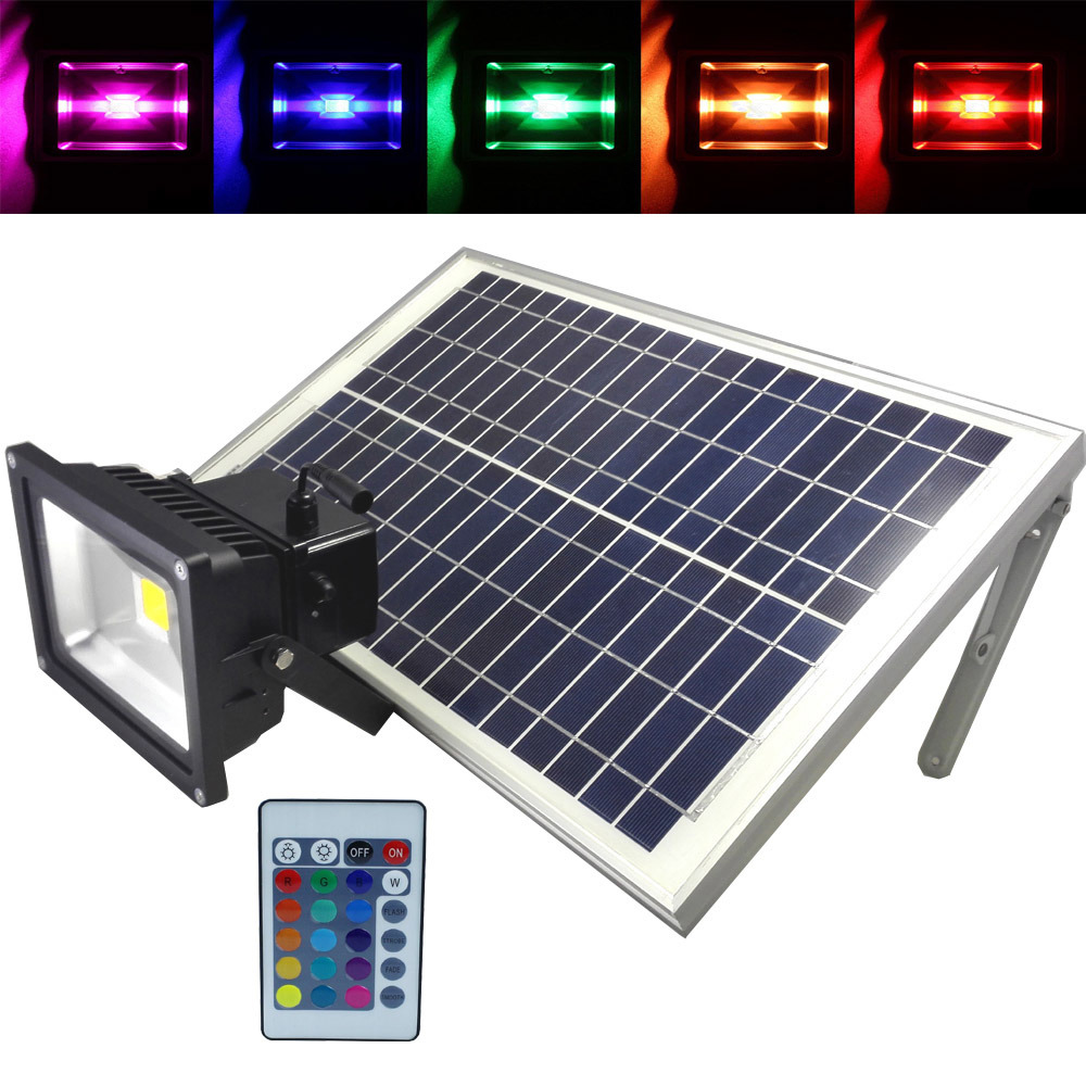 Outdoor Lighting Solar RGB LED Floodlight with Solar Panel