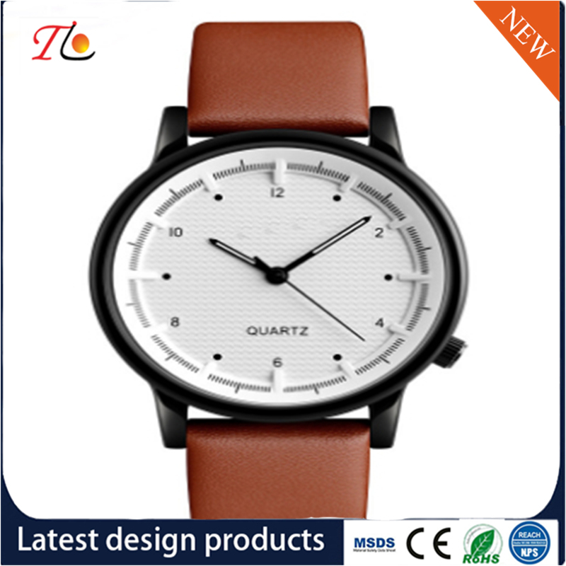 PU Leather fashion Men Wrist Watch Dial Analog Quartz Watch