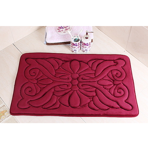 Classic Style 2 PCS Flannel Fabric Embossing Flower Bathmat