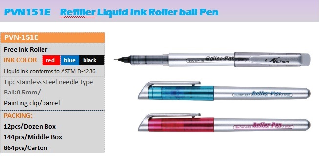 Customized Logo Liquid Ink Roll Pen Pvn151e with Refiller