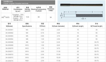 A-ONE EDM Copper Tungsten Threaded Electrode