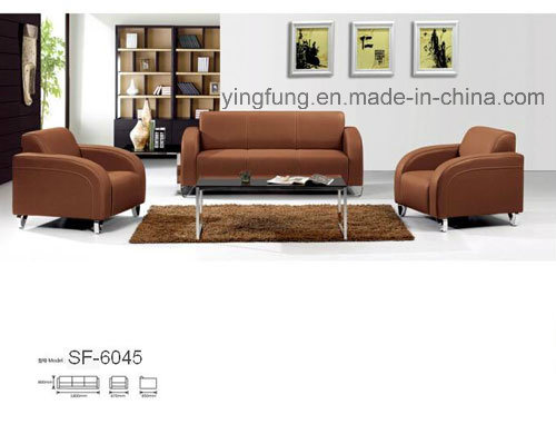 Modern Leather Office Sofa with Metal Base (SF-6045)