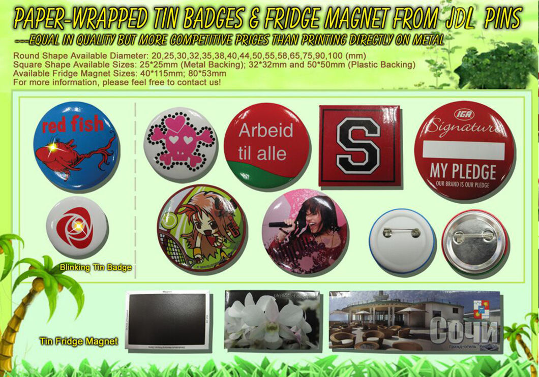High Quality Strawberry Embroidery Tin Button Badge with Fabric (049)