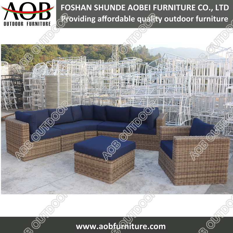 Garden Rattan Furniture Set Outdoor Rattan Lounge Sofa Set with Sunbrella Cushion