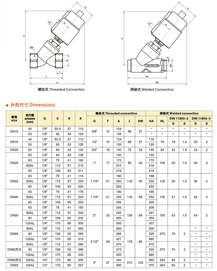 Bsp Thread Single Acting Pneumatic Angle Seat Valve