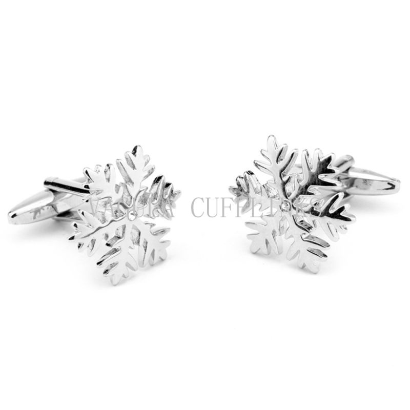 VAGULA Silver Plated Funny Snowflake Men's Cuff Link 701