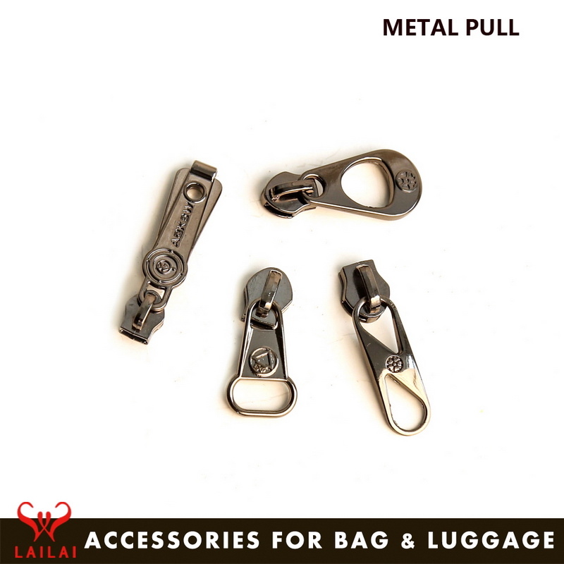 Fancy Designer Custom Logo Engraved Slider Zipper Pulls Metal Handbag Zipper Pulls