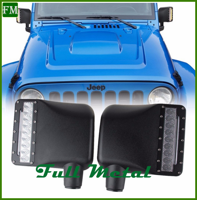 Jeep Warngler Auxiliary Black LED Side Mirror Cover