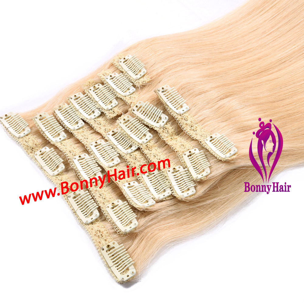 Chinese Human Remy Hair Silk Straight 8 Pieces/Set Clip on Hair Extension