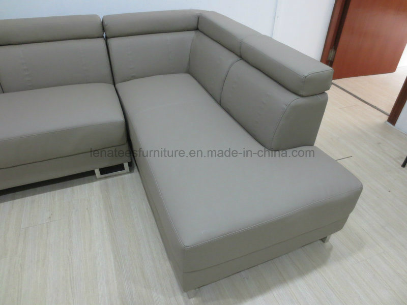 Wk-F2014 L Shaped Leather Home Sofa with Adjustable Headrest