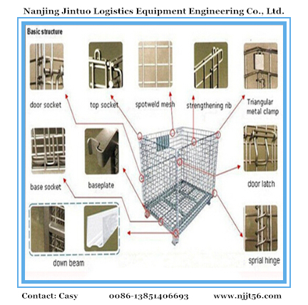 Steel Collapsible Wire Mesh Container / Storage Cage for Pallet Rack