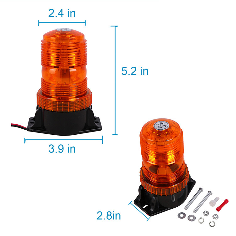 10-110V DC 5.2inch Amber LED Strobe Light Beacon with 30 LEDs