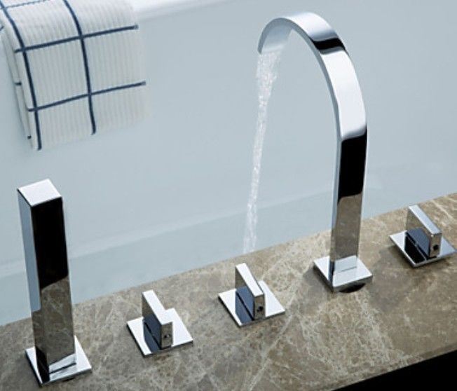 Brass Waterfall Bath Faucet Bathtub Tap Mixer