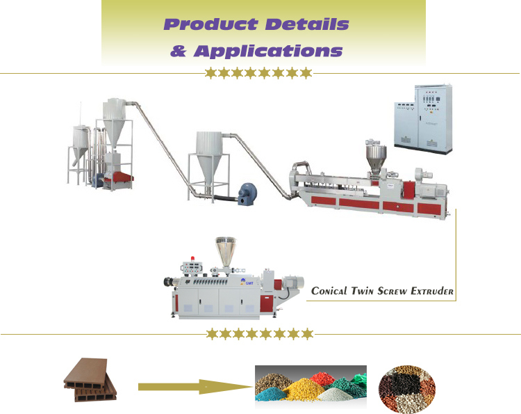 Plastic Recycled PVC WPC Wood Biomass Granulating Extrusion Machine