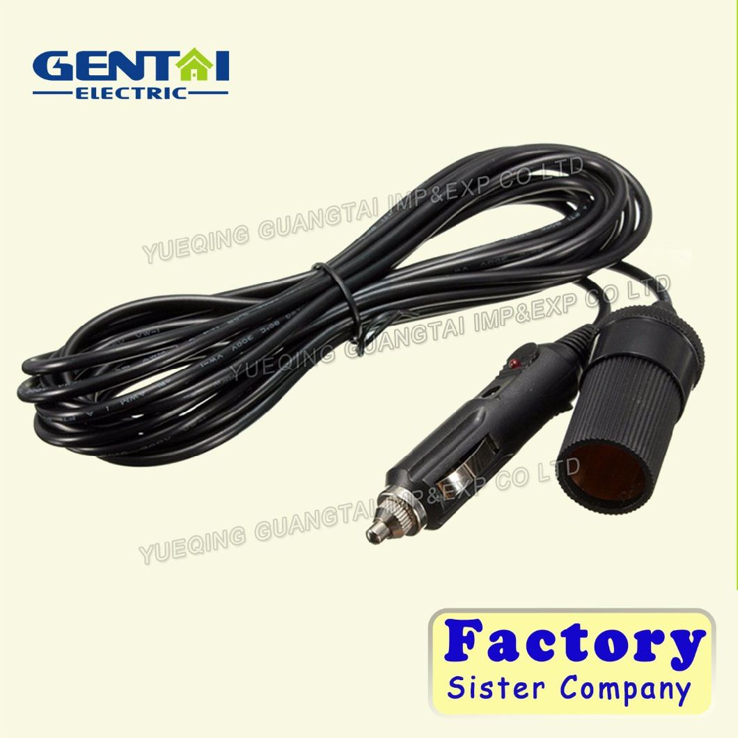 Hot Sale Auto Cigarette Plug with Fuse to Auto Cigarette Inline Socket, Car Charger Spiral Cable