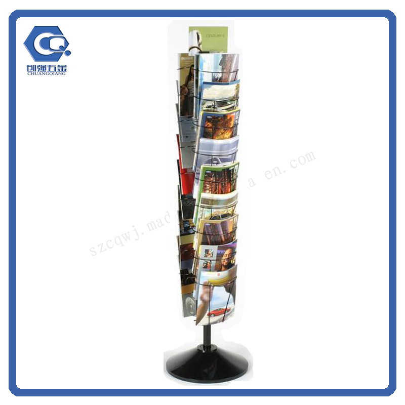 Floor Rotating Tiered Metal Wire Magazine Display Rack