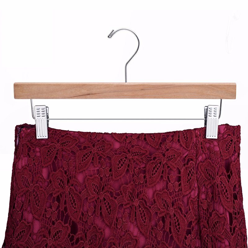 Wholesale Wooden Skirts Hangers with Adjustable Clips (WH003-2)
