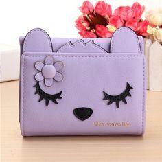 Women Cute Cat Short Card Holder Coin Wallet Bags (BDMC030)