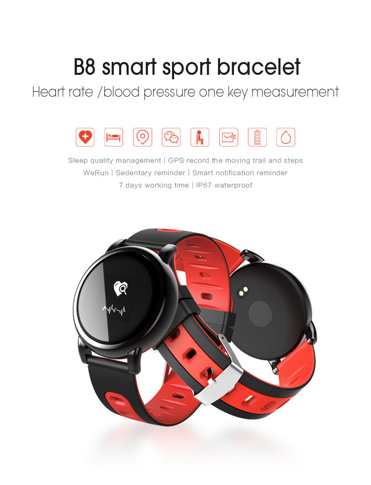 GPS Wristband Heart Rate Blood Pressure Monitoring Fitness Tracker Waterproof Smart Watch