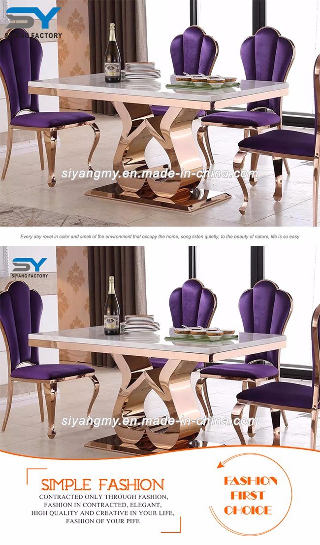 Chinese Furniture Luxury Dining Table Set Gold Dining Table Chair