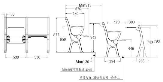 Popular Primary University Classroom Student School Desk and Chair