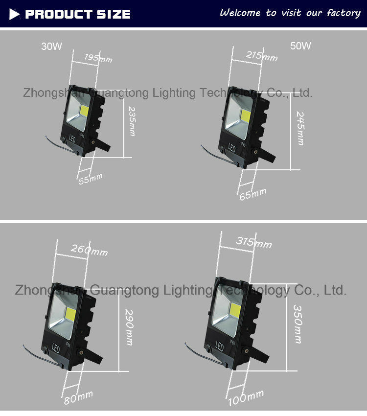 Made-in-China LED Lighting Outdoor LED Floodlight 30W/50W/100W/150W