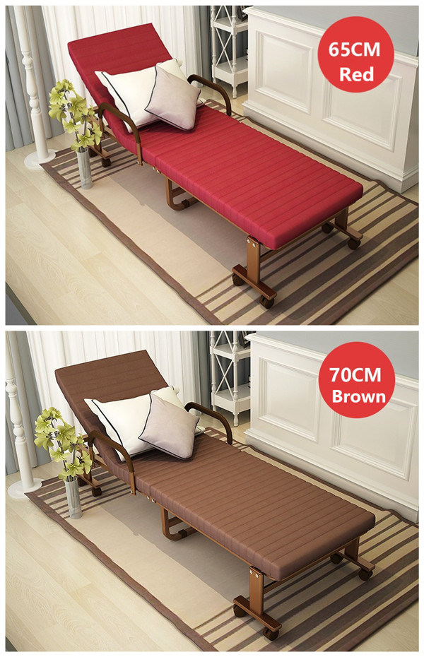 Portable Folded Bed with Brown Mattress 190*70cm/Foldable Bed