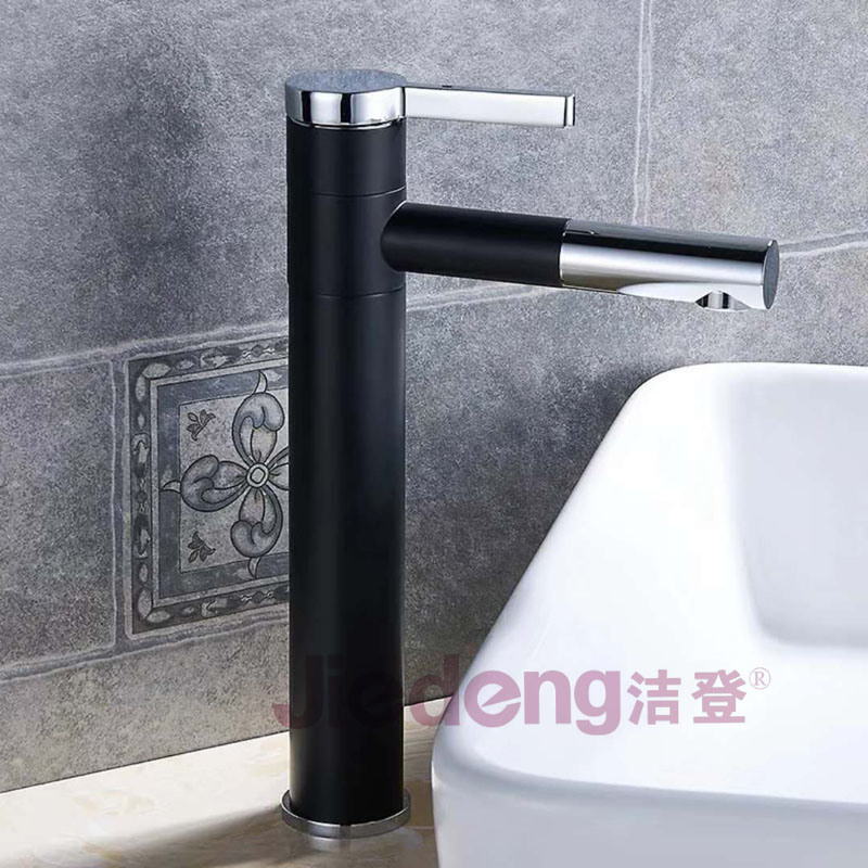 Single Handle Brass Bathroom Short & Tall Basin Faucet (YQ-G1B black)