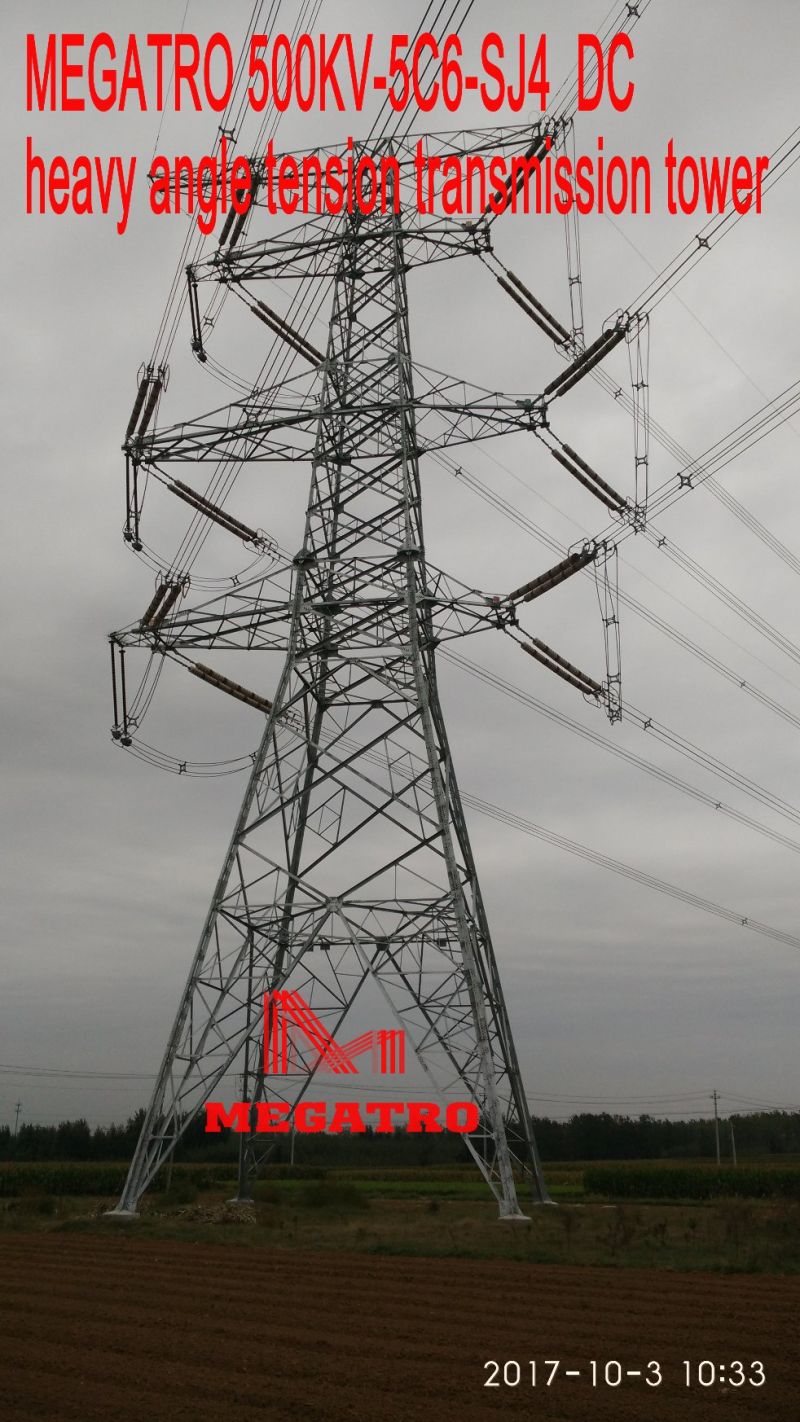 Megatro 500kv-5c6-Sj4 DC Heavy Angle Tension Transmission Tower