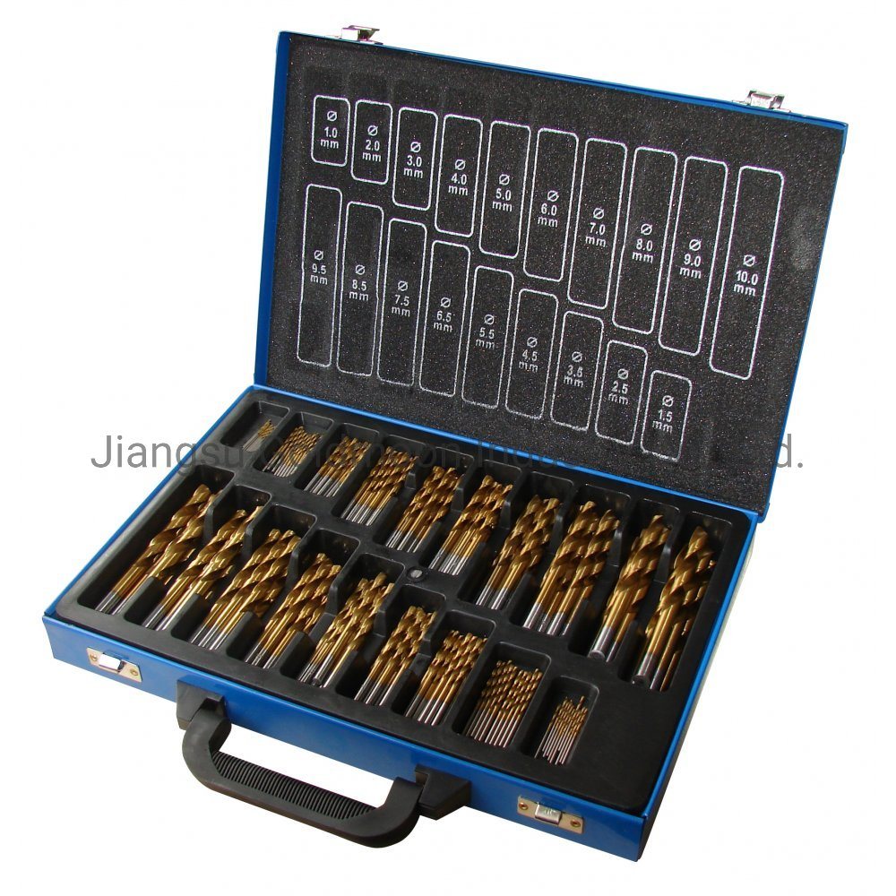 170PCS DIN338 HSS-Treiber PDC Twist Diamant-Kernbohrer-Set im Metallgehäuse