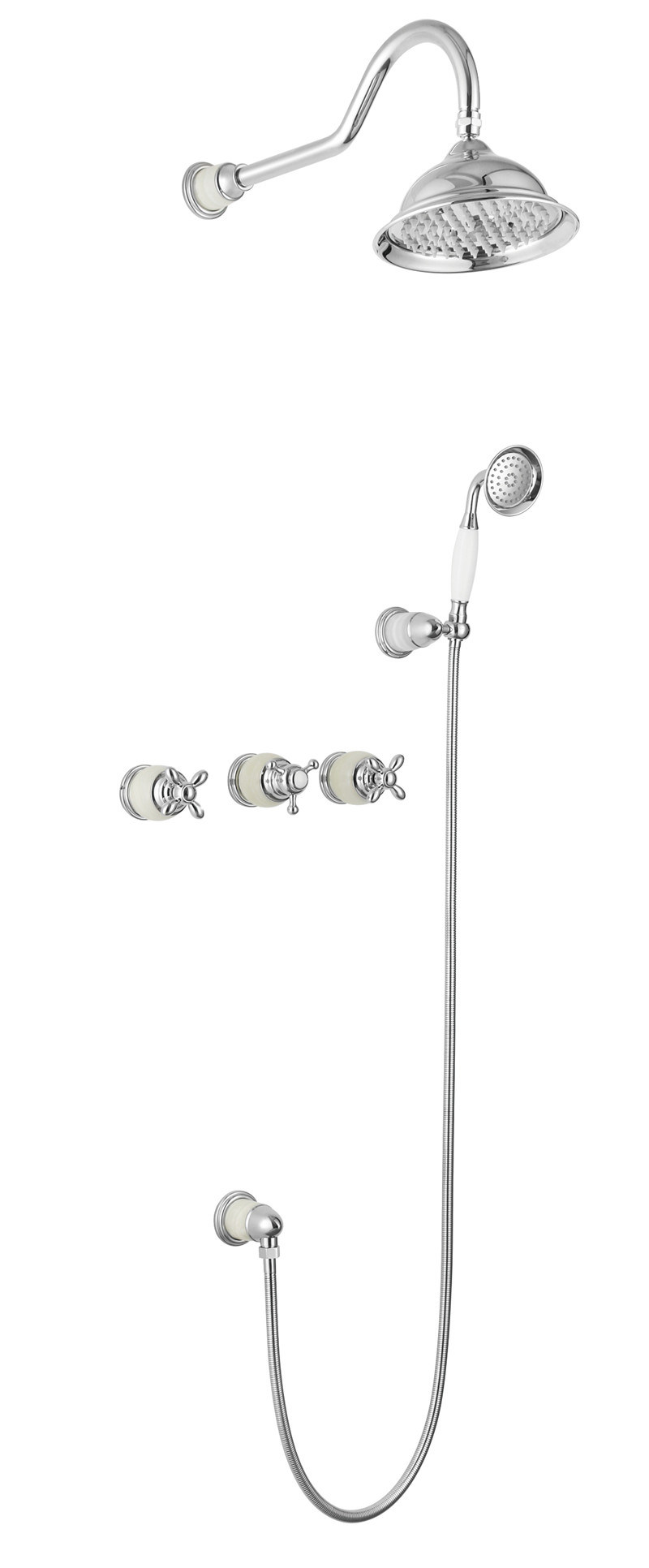 Wall Mounted Antique Brass Concealed Shower Set (zf-W77)