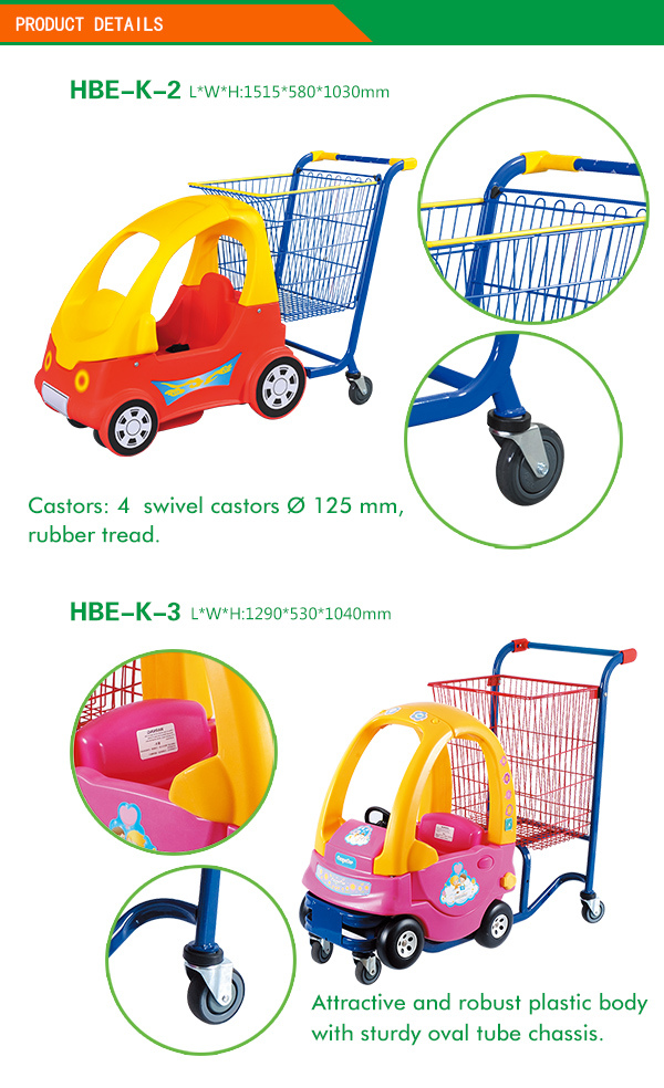 Colorful Metal Child Shopping Trolley Cart