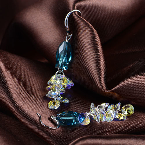 New Design Sapphire Clear Austrial Crystal Drop Earring Brazilian Gold Earrings