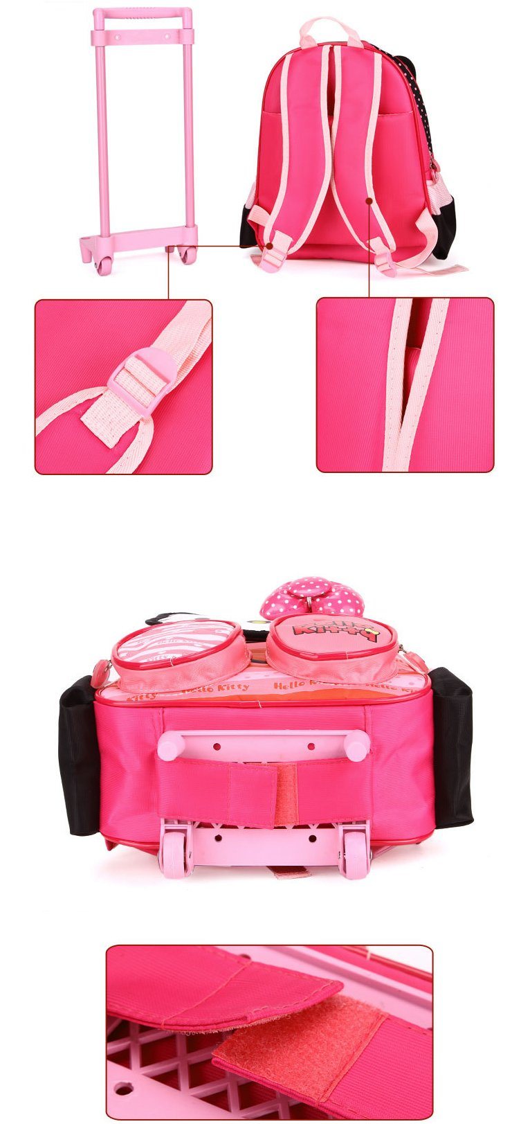 New Arrival School Trolley Bag Cartoon School Bag Hellokitty Trolley Bag