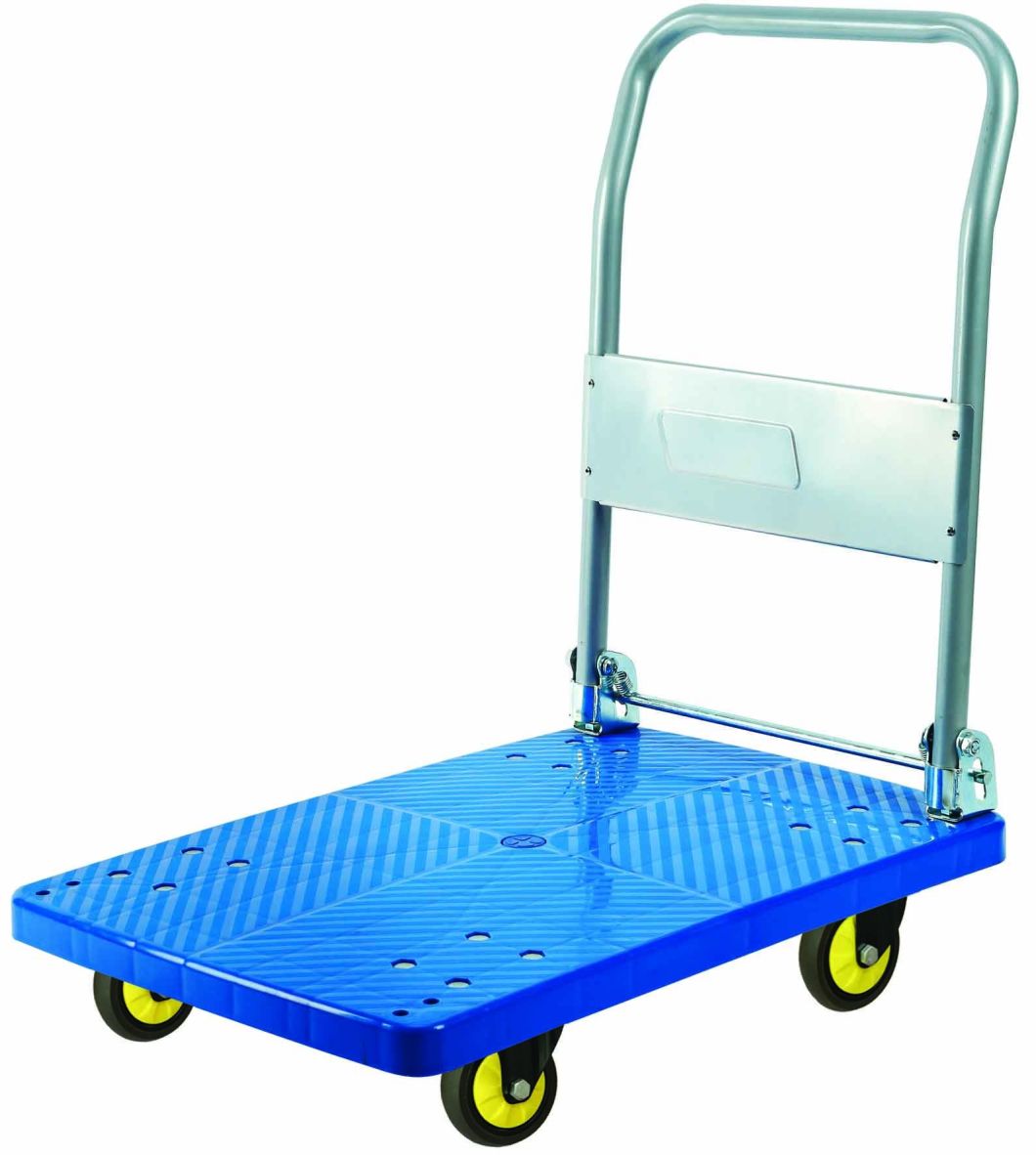 300kg Plastic Platform Hand Truck Foldable Trolley with PU Caster