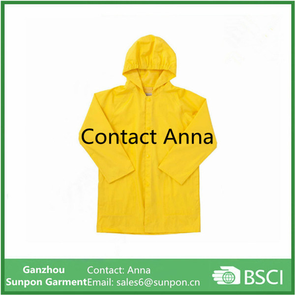 High Quality Yellow Color Raincoat for Childrens