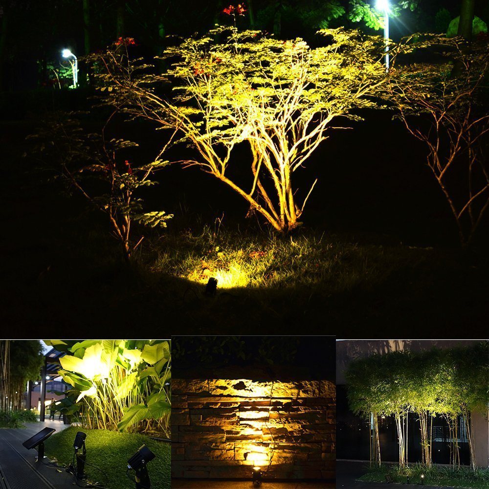 IP65 Waterproof LED Outdoor Garden Solar Spotlights with 2 Warm White