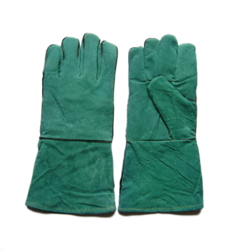 Green Work Cow Split Welding Gloves Leather