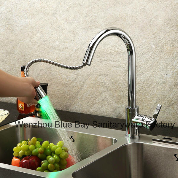 Single Handle LED Brass Kitchen Tap Mixer