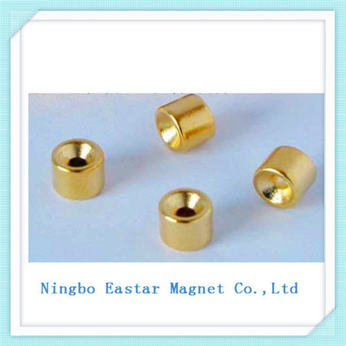 Gold Plating N35 Neodymium Permanent Magnet with Cup Shape
