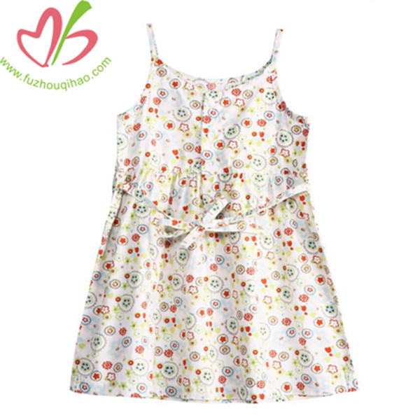 Beautiful Girl Sleeveless Flower Printing Summer Dress