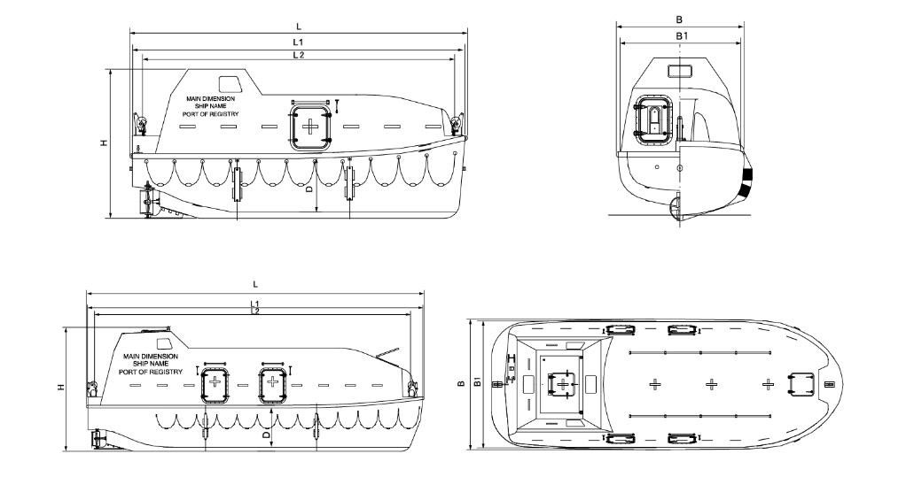 Totally Enclosed Fiberglass Life/Rescue Boat