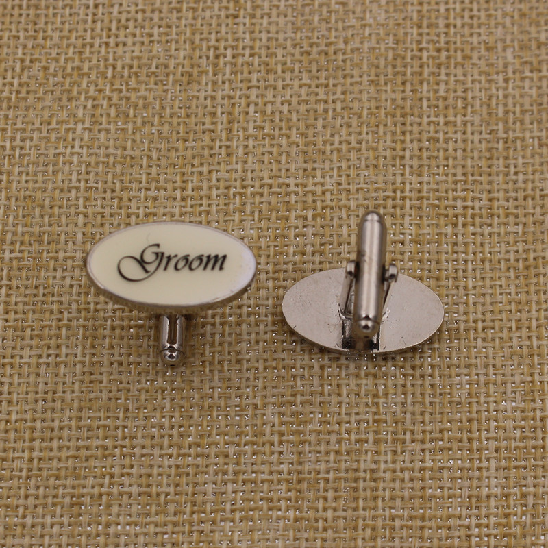 2015 Customized Black Zinc Alloy Oval Fashion Cufflinks