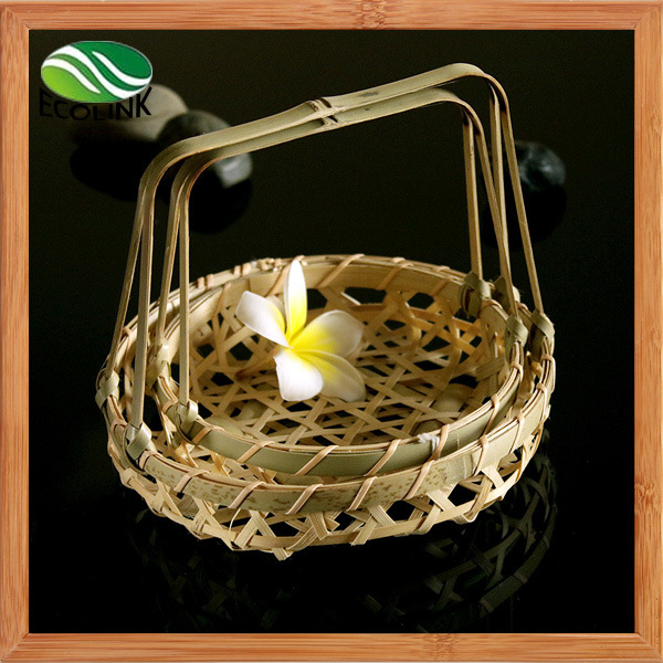 Bamboo Wicker Tray Basket with Handles